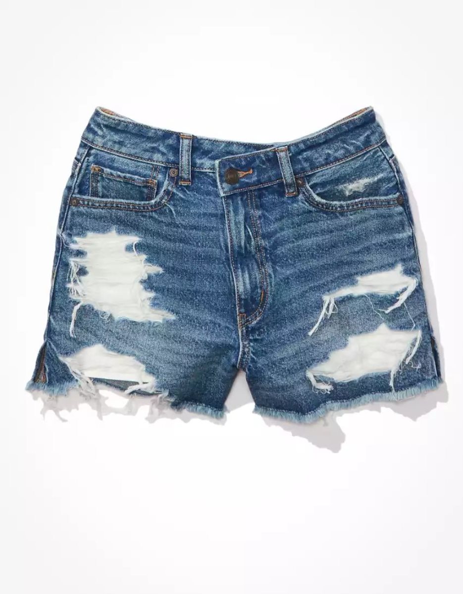 Shorts American Eagle AE Strigid Denim Mom Indigo Femme | WBB-25108242